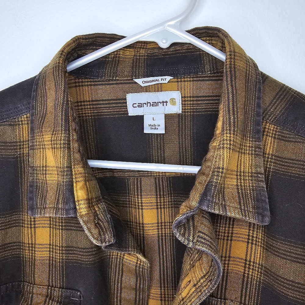 Carhartt Original Fit Plaid Flannel Button Down Shirt Sz L - Picture 2 of 9